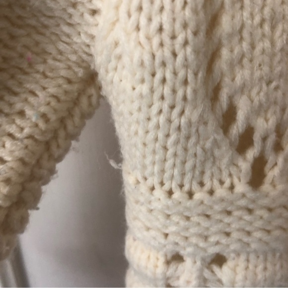 VINTAGE Cottagecore Fisherman Knit Coastal Cream Cardigan Small - Picture 5 of 10